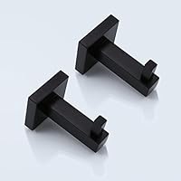 LJLink Single Black Hooks for Towel Coat Robe Clothes Hat, SUS 304 Stainless Steel Super Power Heavy Duty Wall Mount Modern Bath Hook, for Home Bedroom Bathroom Kitchen Hotel Toilet Garage 2 PCS ...