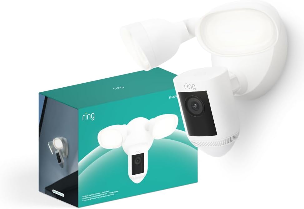 Ring Floodlight Cam Wired Pro Outdoor Security Camera 2K 3D Motion
