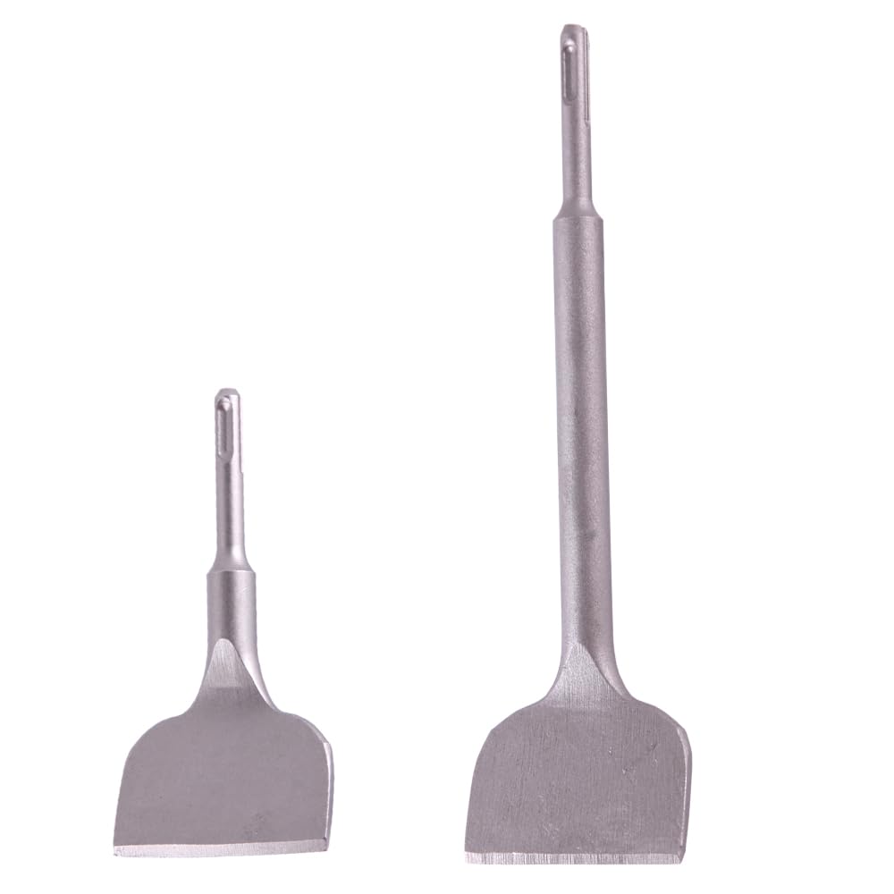 2PCS SDS Plus Chisel Tile Chisel Bits, Bent Concrete Tile Removal Chisels, Wide 75mm X 160mm & 275mm Angled Bent Chisel Tile Removal Chisel Tool Hammer Drill Chisel Bit Kit
