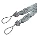 PRAVIVE Braided Curtain Rope Tiebacks - Set of 4 Indoor Outdoor Cutain Tie Backs/Holdback with Buckles (Gray)