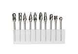 YUFUTOL 1/8 inch Carbide Burr Set - 10pcs Aluma Cut Carbide Rotary Burrs for Aluminum 3mm Shank Fits Die Grinder Drill for Woodworking,Drilling, Aluminum Craving,Engraving, Polishing