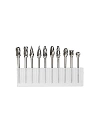 yufu-10 Pcs Aluminio corte Burr Juego de fresas de carburo Rotary 1 8" (3 mm) vástago para aluminio y metales no ferrosos, Fits Die Grinder Drill, tallado de metal, pulido, grabado, perforación