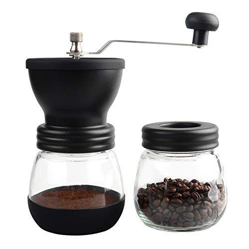 Stlend Manuelle Kaffeemühle, Handkaffeemühle mit Keramikgrat, zwei Klarglasgläser, je 350 ml, Edelstahlgriff, geeignet…