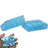 douper Medical Grade Plastic Pill Cases Portable Daily Marked 8 Compartments Medicine Organizer Tablet Capsules OTC Container Clear Blue Pack of 2