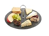 VonShef Round Slate Cheese Board Serving Set with Carrying Handle (Kitchen)