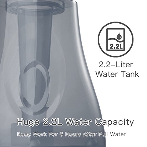 2.2L Room Humidifier, 360 Degree Cool Mist Whisper-quiet Ultrasonic Mini Air Purifier, with Cozy LED Variable Night Lights, Transparent Shell Design, for Home Office and Sleeping (Black) - Thumbnail 3