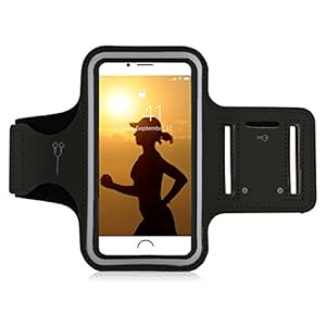MyGadget mobiele telefoon sportarmband – mobiele telefoonhoes joggen voor 6.1″ display – fitness jogging sporthoes voor Apple iPhone 12 Pro, 11 XR, XS X, Galaxy S10 S9 – zwart