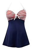 Ebuddy Vintage Sailor Pin Up Swimsuit One Piece Skirtini Cover Up Swimdress