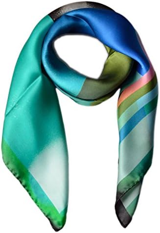 Mila Schon Designer Women's Luxury 100% Silk Satin Square Scarf 90x90cm (35"x35") Turquoise