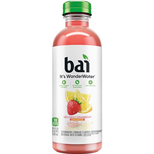 BAI ANTIOXIDANT INFUSED WATER BEVERAGE, SÃO PAULO STRAWBERRY LEMONADE, WITH VITAMIN C AND NO ARTIFICIAL SWEETENERS, 18 FLUID OUNCE BOTTLE, 6 PACK