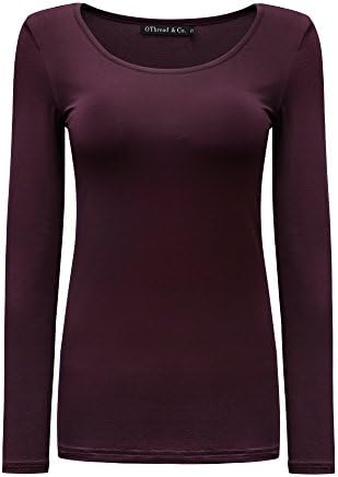 Women's Long Sleeve T-Shirt Scoop Neck Basic Layer Stretchy Shirts