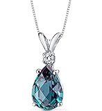 14 Karat White Gold Pear Shape 2.50 Carats Created Alexandrite Diamond Pendant