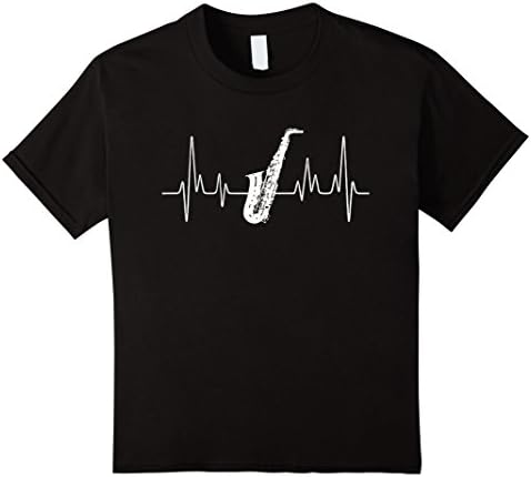Kids Alto Saxophone Shirts - Alto Saxophone Heartbeat Shirt 12 Black