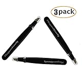 Mayxunbeauty 3 PCS Stainless Steel Slant Tip Tweezer, Eyebrow and Hair Remover (Black)