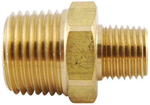 MettleAir 122-DB-1PK 1/2" NPT Male to 1/4" NPT Male Brass Pipe Hex Reducer/Reducing Nipple Fitting/Adapter