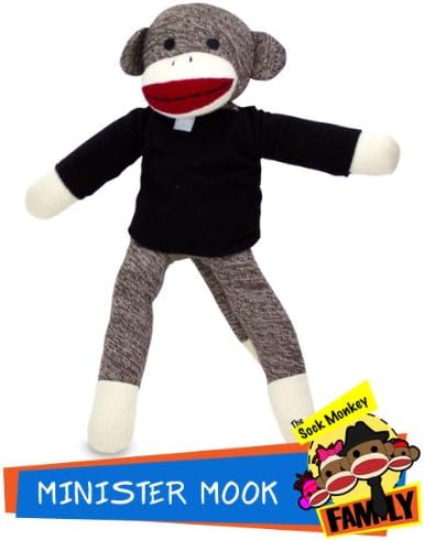 Minister Mook Sock Monkey - Preacher Stuffed Animal in a Suit Top - Polyester Fiber Plush Dolls - Childrens Play Toys