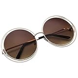 VIVIENFANG Full Metal Double Circle Wire Frame Oversized Round Polarized Sunglasses 86613