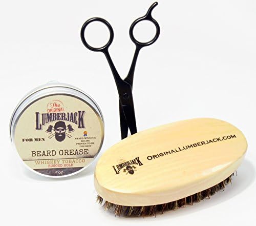 Grooming Kit with Rugged Hold Formula Beard Grease Whiskey Tobacco Scent
