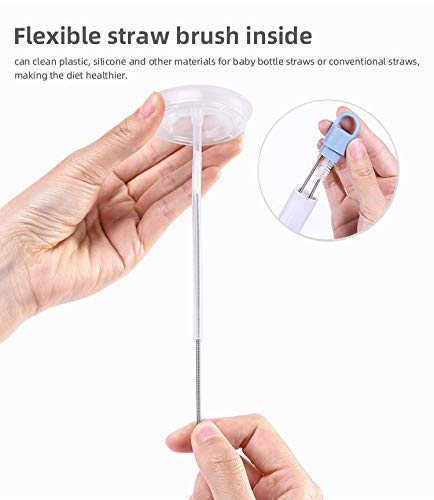 Silicone Bottle Brush Set, 12.9” Long Handle Large Brush Head Water Bottle Brush for Hydro Flask, Vacuum Sports Bottle, Vase, Thermos and Glassware (Grey)