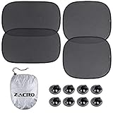 Zacro Car Window Shade(4 Packs) - Car Sunshade Protector for Side and Rear Window - Blocks Over 99% of Harmful UV Ray, Easy to Install, Protect Your Kids in The Back seat from Sun Glare and Heat