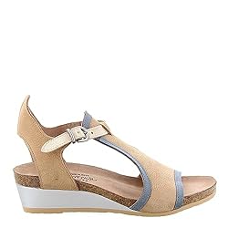NAOT Women's Fiona Wedge Sandal Nude/Blue Combo