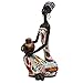 Statue African Figurine Sculpture Colorful Dress Sitting Down Holding Vase Lady Statues Collectible Art Piece 10.5