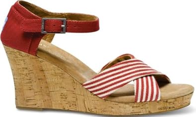 Amazon.com | TOMS University Red Women's Strappy Wedges 024019B13-UNRED (SIZE: 6) | Shoes