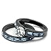 Bellux Style Romantic Blue Wedding Rings Set for Him and Her 3 pcs Stainless Steel CZ Men and Women Couples Rings
