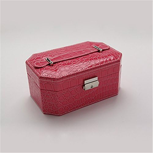 MHSTYJT Crocodile Grain Double Layers Pu Leather Jewelry Storage Box