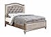 Coaster 204181KE-CO Bling Game Collection Upholstered Eastern King Size Bed with Crystal Button Tufting Arched Headboard and Mirror Accents, Metallic Platinum
