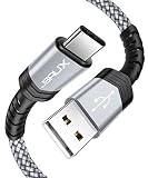 USB Type C Cable 3A Fast Charging, JSAUX(2-Pack 6.6ft+6.6ft) USB-A to USB-C Charge Braided Cord Compatible with Samsung Galaxy S10 S10E S9 S8 Plus Note 10 9 8,Moto Z,LG G8,Other USB C Charger(Silver)