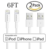 Lightning Cable, KOOWIEN 2Pack 6ft Extra Long 8pin USB Charging and Syncing Cord Wire for iphone 6/6s Plus/SE/5/5s/5c, iPad mini/Air/Pro iPod touch (White)