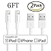 Lightning Cable, KOOWIEN 2Pack 6ft Extra Long 8pin USB Charging and Syncing Cord Wire for iphone 6/6s Plus/SE/5/5s/5c, iPad mini/Air/Pro iPod touch (White)