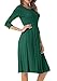 Levaca Women's 3/4 Sleeve Pockets Pleated Loose Swing Casual Midi Dress Green XL