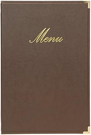 Securit Classic leather style menu holder - (1 double insert included, which displays 4x A4) - A4, Marrone