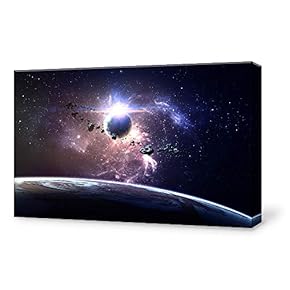 Canvas Wall Art Earth and Moon Modern Home Decor Canvas Painting Wall Decoration for Bedroom Living Room 12x18 inches
