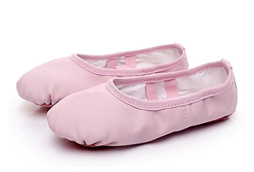 Leather Ballet Dance Split-Sole Slipper Shoes for Toddler Girl Kid Women (Toddler 9 M/EU 25, Pink)