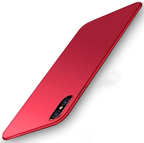 iPhone X Case, Protective PC Hard Case for Apple iPhone X, Shockproof Bumper Hybrid Cover and FREE Tempered Glass Screen Protector for iPhone X 2017 Release (Red)