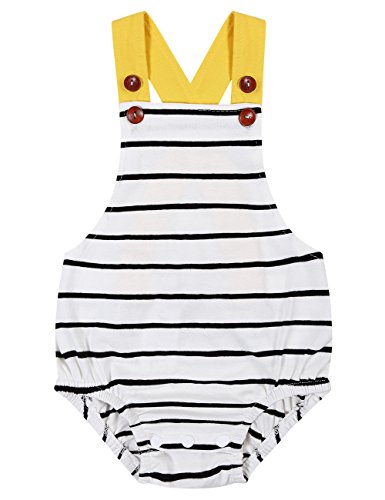 Baby Girls Boys Classic Sleeveless Backless Stripe Romper Jumpsuit Bodysuit