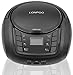 LONPOO CD Player Portable Boombox with FM Radio/USB/Bluetooth/AUX Input and Earphone Jack Output, Stereo Sound Speaker & Audio Player (Black)thumb 1