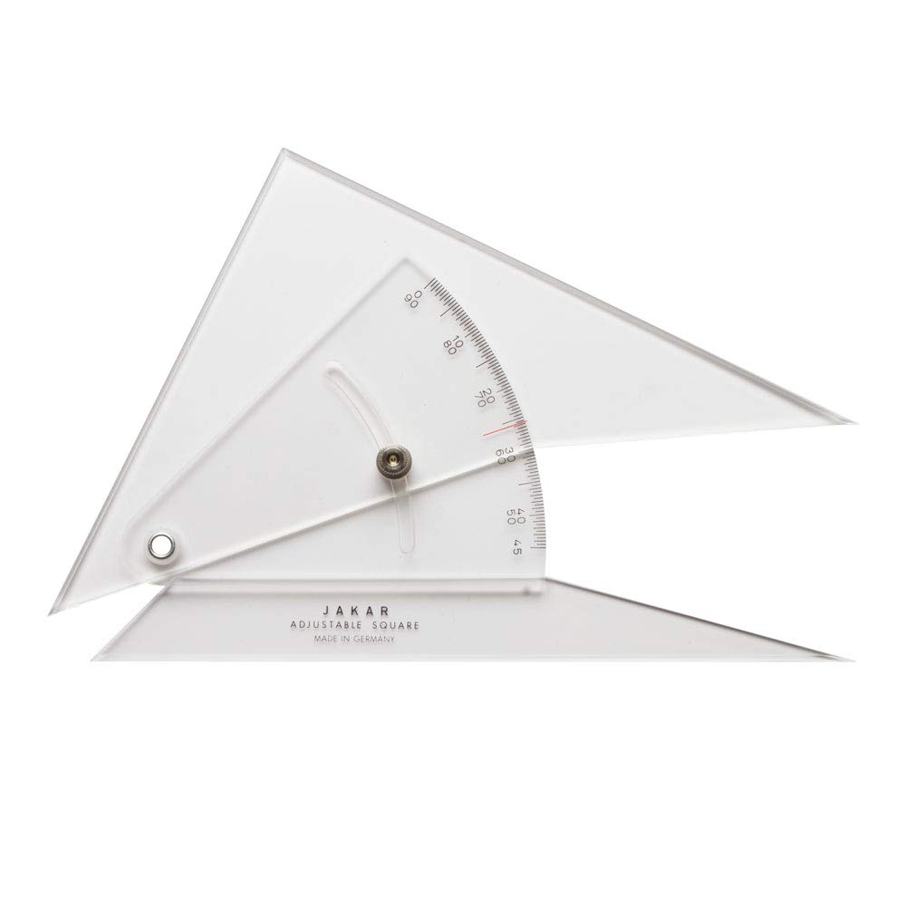 Adjustable set square - 250mm/10", with canvas pouch, individually boxed, Clear
