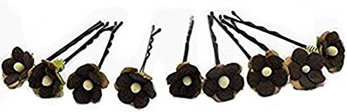 10 Brown Paper Flower Bobby Pins, Rustic Wedding, Bridal, Hair Accessory (FL13)