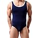 YUFEIDA Mens High Cut Wrestling Singlet Leotard Smooth Thong Bodysuit Jumpsuit Briefs Vest Swimwear(Navy M)