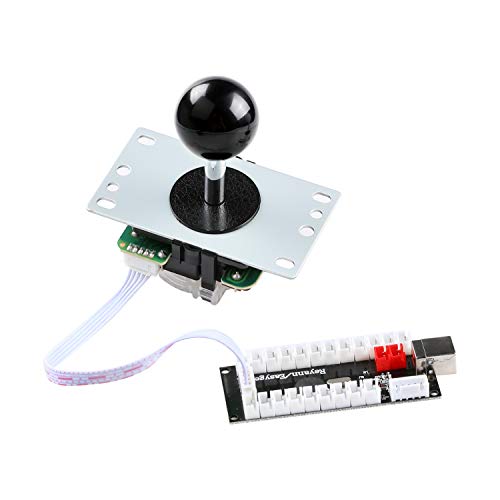 Hikig Arcade DIY Parts Kit USB Encoder to PC Games 5Pin Joystick + 2X 24mm & 8X 30mm Arcade Buttons for Arcade PC Game Console, MAME, Raspberry Pi Retro Game Controller DIY, Windows - Color Black - Thumbnail 3