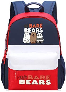 We Bare Bears Children's Backpack Canvas School Nylon Backpack School Students Boys Girls Daily Use and Outdoor Backpack (Color : Red12, Size : 28 X 11 X 38cm)
