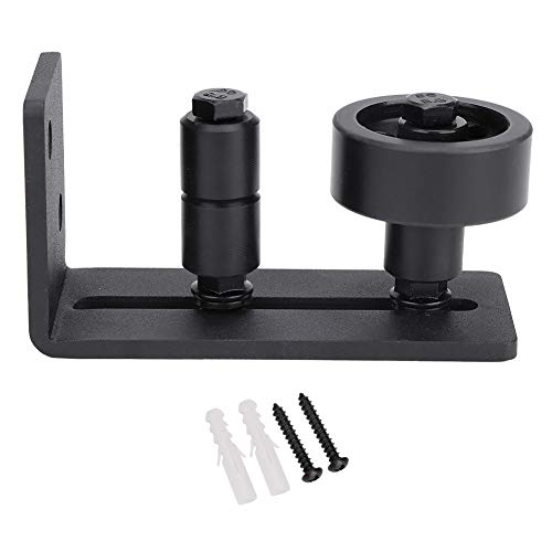 Floor Guide, Black Sliding Barn Door Floor Guide Black Floor Guide Roller Adjustable Flat Track Kit (4.72 x 1.97 x 2.36 Inches)