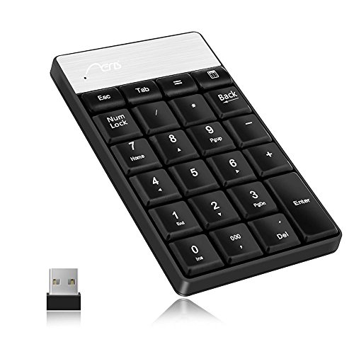 Wireless Numeric Keypad, Aerbâ„¢ 23 Keys 2.4G Nano USB Numeric Receiver Number Pad Keyboard for iMac Macbook Laptop Desktop PC Computer Compatible W Win & OS X System