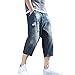 Leadmall Men’s Capri Denim Pants | Men Plus Size Wide Fit Fashion Ripped Destroyed Jeans Shorts |Loose Straight Leg Bike Sports Trousersthumb 1
