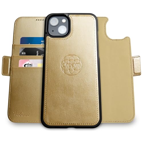 Dreem Fibonacci hülle für iPhone 17e, iPhone 14 & iPhone 16e, Brieftaschen-Etui / 3-in-1 stoßfestes Etui und abnehmbares Folio aus veganem Leder, MagS