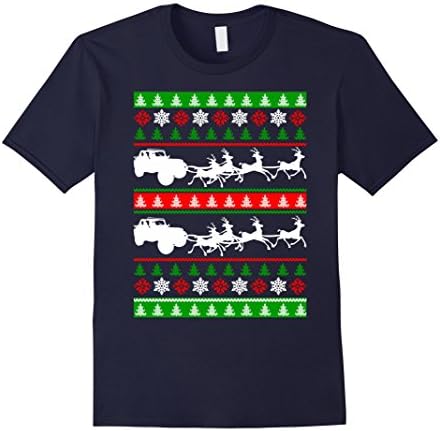 Mens 4X4 Ugly Christmas Gift T Shirt For Car And Travel Lovers Large Navy